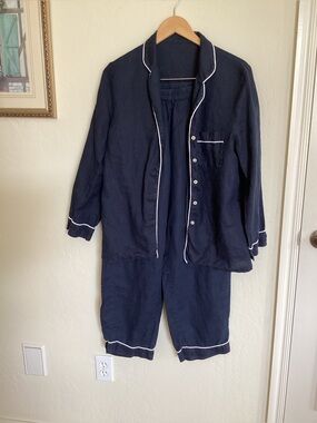 Quince European Linen Long Sleeve Pajama Set with Piping